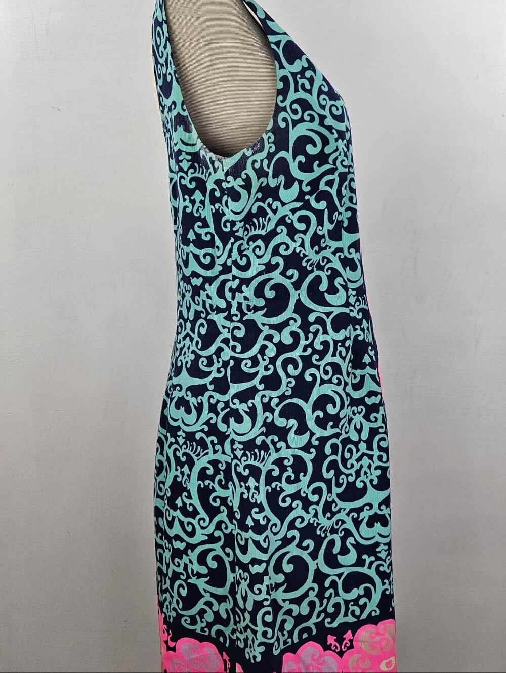 Lilly Pulitzer Navy, Teal & Hot Pink Printed Sleeveless Dress size 10 - Picture 3 of 11